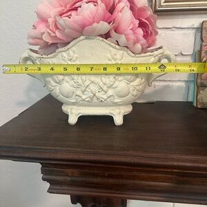 Vintage French cast iron planter vase  footed with handles very heavy